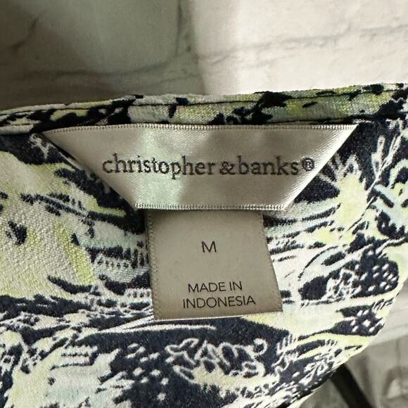 Christopher & Banks Black and Green Patterned Blouse, Medium, Pre-owned - Picture 5 of 6